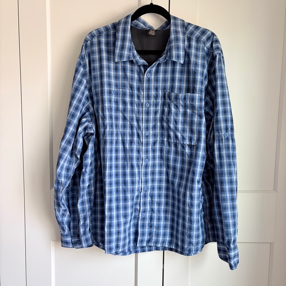 REI Men's Blue Plaid Casual Shirt | XXL